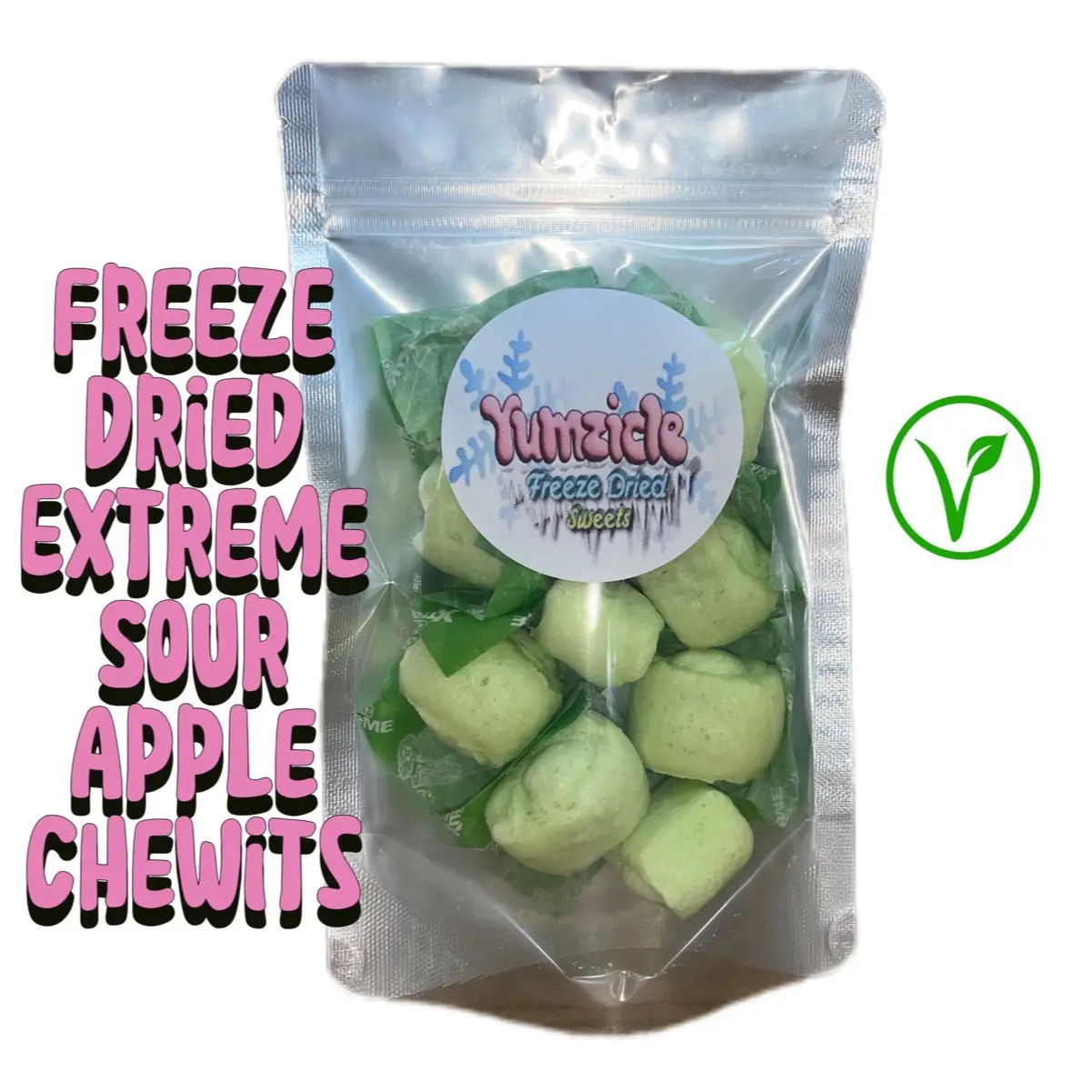 Freeze-Dried Chewits Xtreme Sour Apple Freeze-Dried Candy - Sour Flavour vegetarian sweets sweet d freez