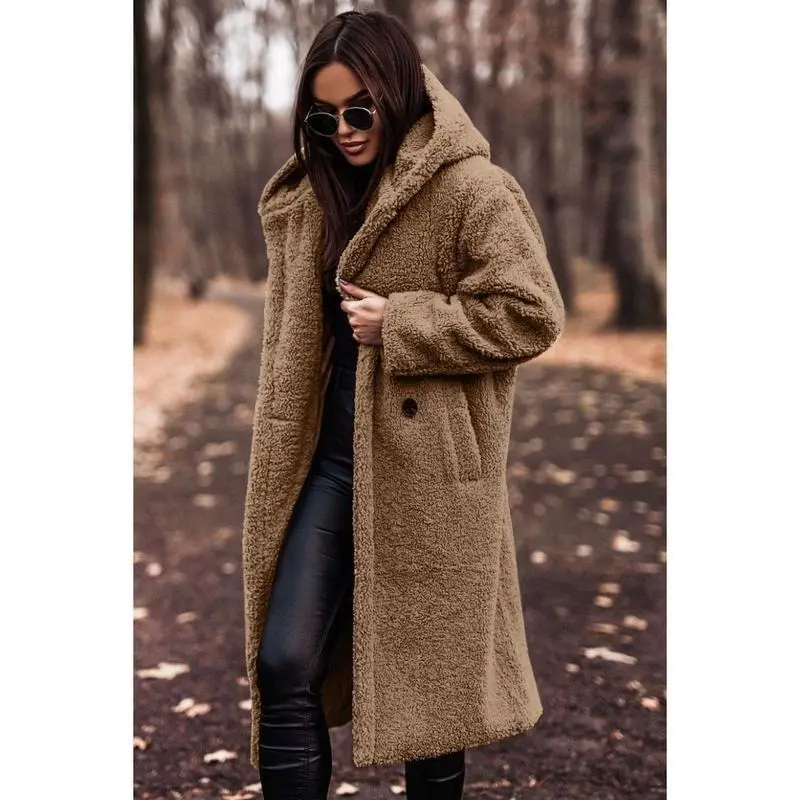 [2024] fall fashion long solid color long sleeve woolen women's coat womenswear jackets