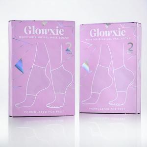 Glowxie Moisturising Gel Heel Socks 2x Pack (x4 Pais) - Repairs Cracked Heels - Gel Infused Lining Containing Essential Oils and Vitamins to Lock in Moisture, Supporting Deep Hydration. Open Toe, Breathable Design