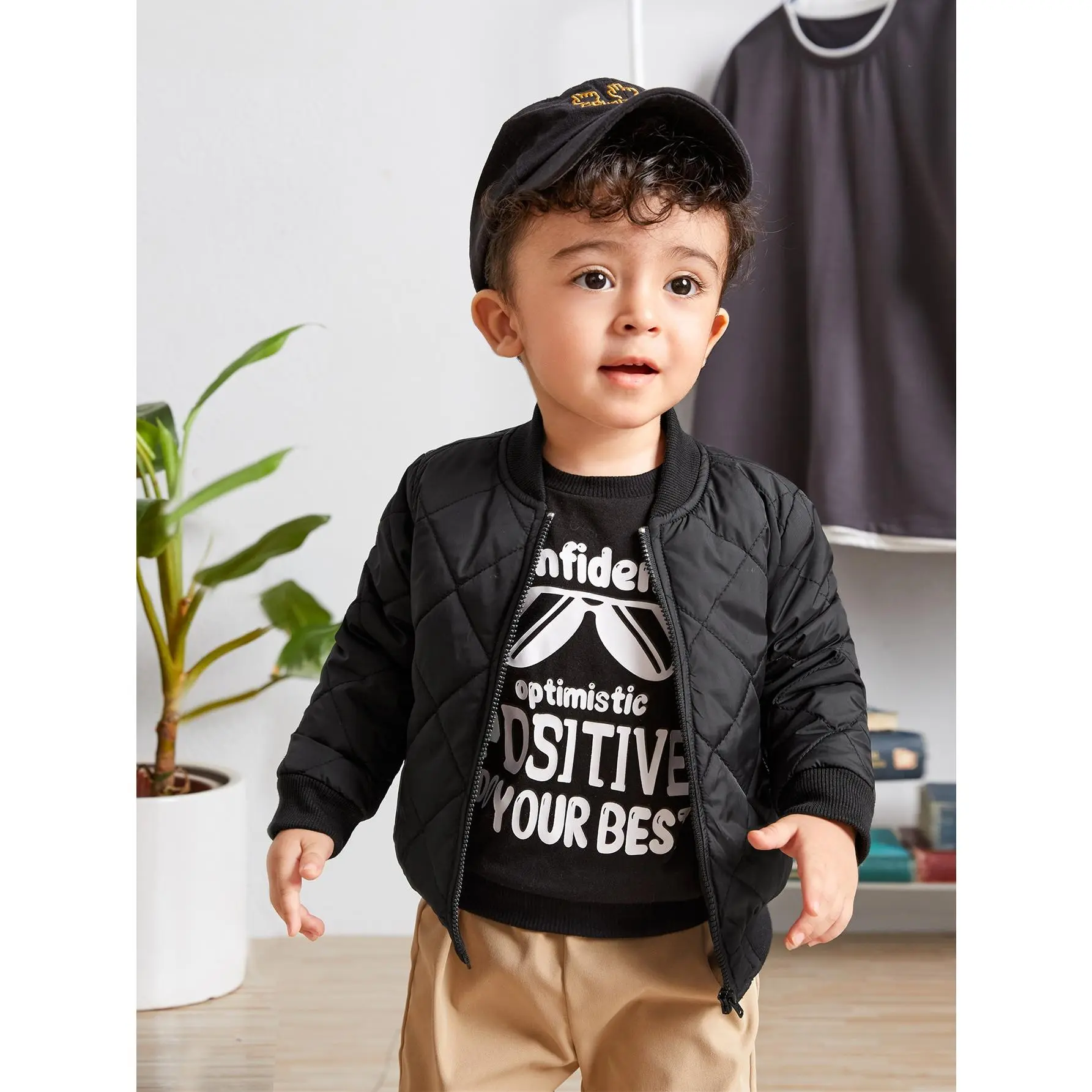Baby Boy Girl Zip Up Quilted Bomber Jacket