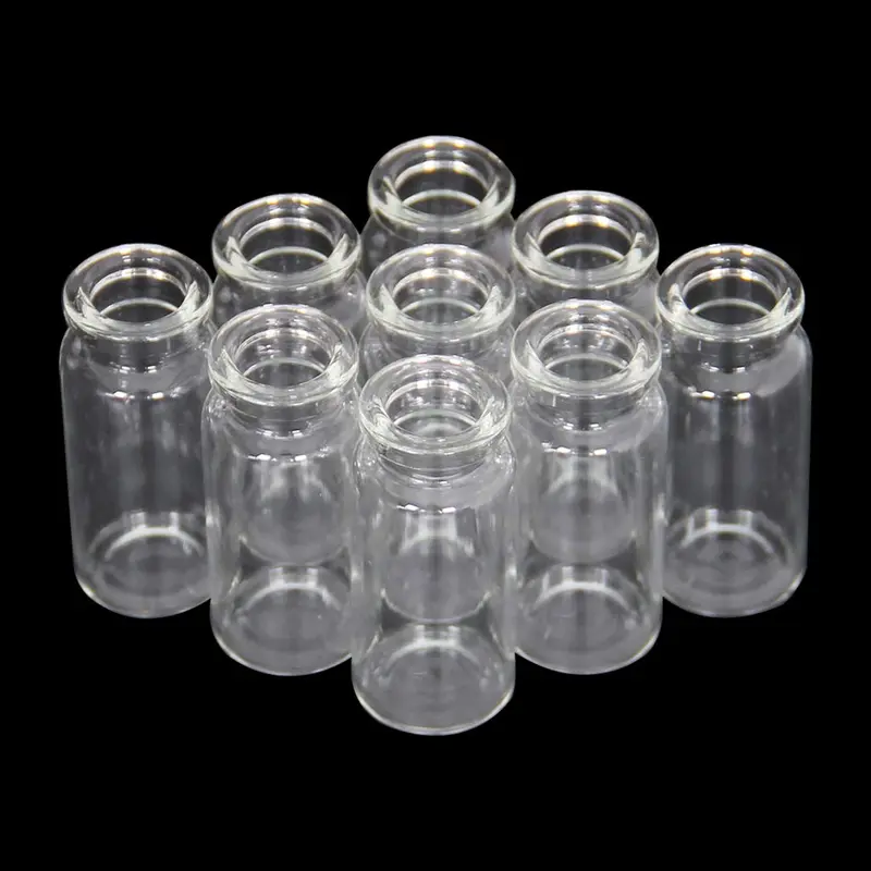 10ml Vials-Clear Glass Headspace Vials with Plastic-Aluminum Flip Off Caps and Rubber Stoppers, 100 Pack, 20mm Flat Bottom Lab Vial 2