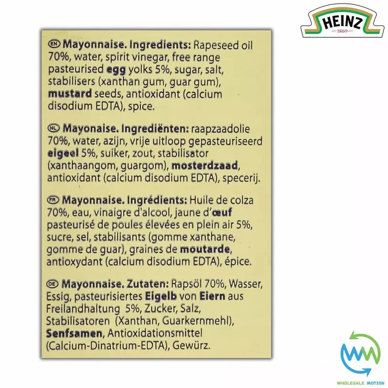 HEINZ MAYONNAISE Sachets 9.5g 10ml SAUCE Individual Single Portion SACHET Mayo 3