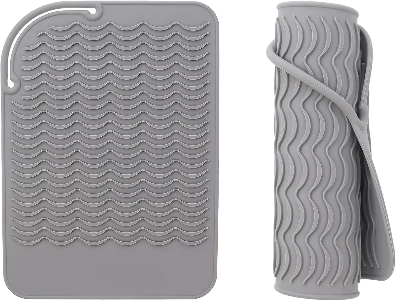 Silicone Heat Resistant Mat for Hair Straightener, Curling Irons, Flat Iron, Curling Iron, Multifunctional Non-Slip Travel Mat Pad for Hot Hair Styling Tools (Grey) Storage Comfort