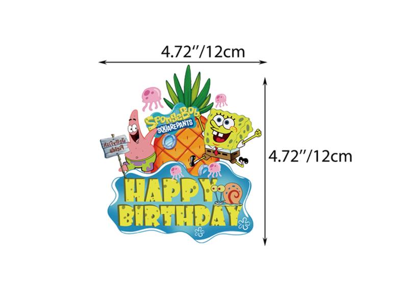 Spon-ge-Bob Square-Pants Birthday Banner, Spon-ge-Bob Balloons, Spon-ge-Bob Cake Toppers 6