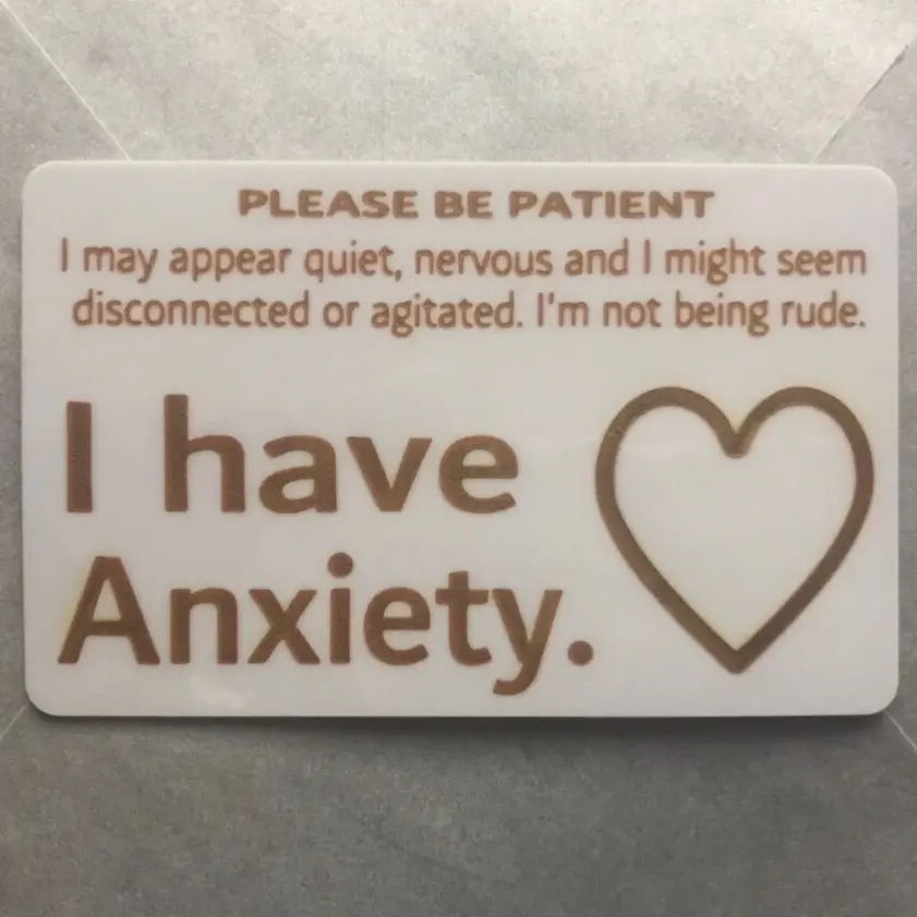I Have Anxiety ID Card Mental Health Matters Heart Love Hidden Disability
