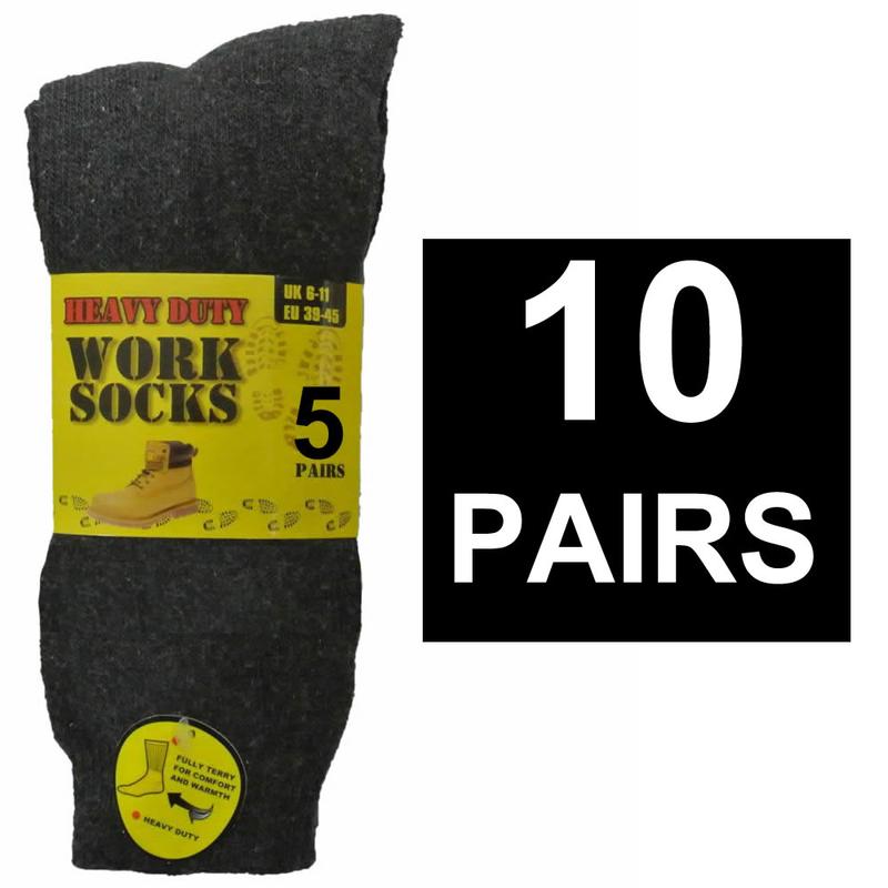 5,10 Pairs Pack Mens Work Boot Socks Thick Warm Outdoor Builders Winter Thermal 6-11 Menswear work  socks winter  socks Day Medium Cotton Tropical Cotton Nylon 3
