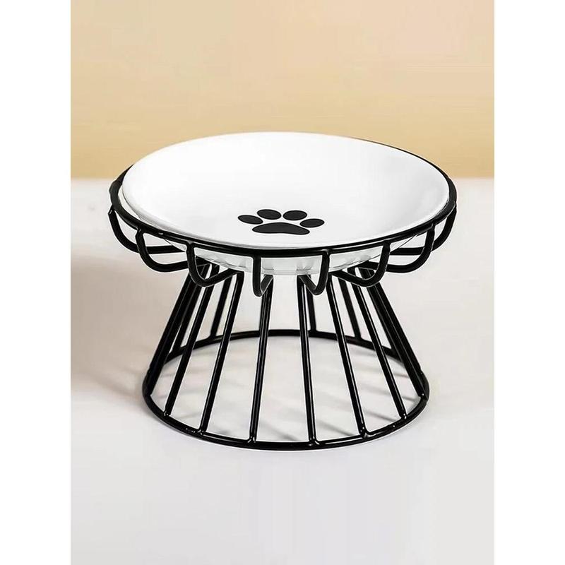 【LOLOVELO】1Set Pet Ceramic Bowl Iron Rack Cat Food Snacks Canned Plate Anti-black Chin Anti-turning Water Does Not Leak Easy To Eat 6