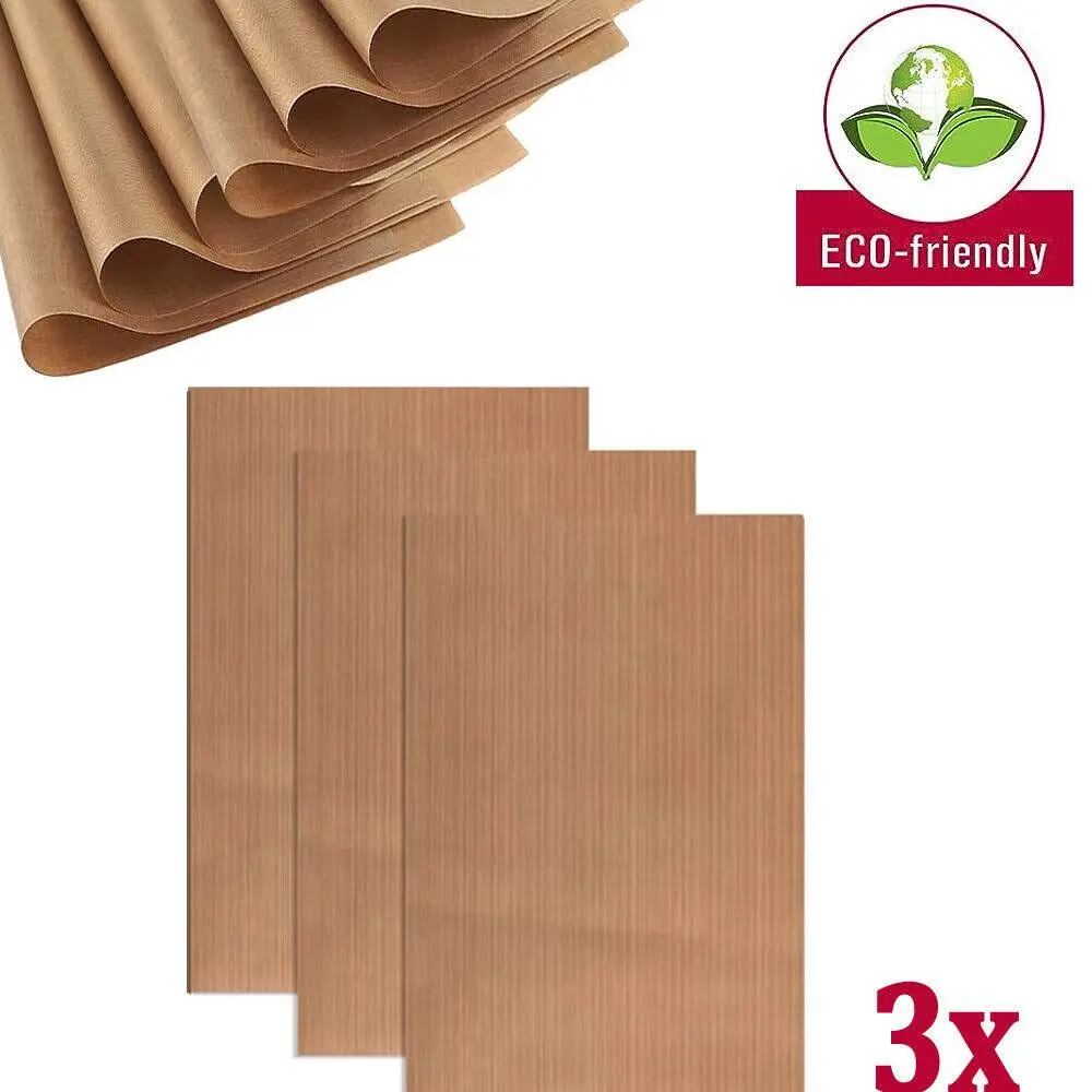 3x BBQ Grill Mat Non Stick Oven Liners Teflon sheet Cooking Baking Reusable Pad
