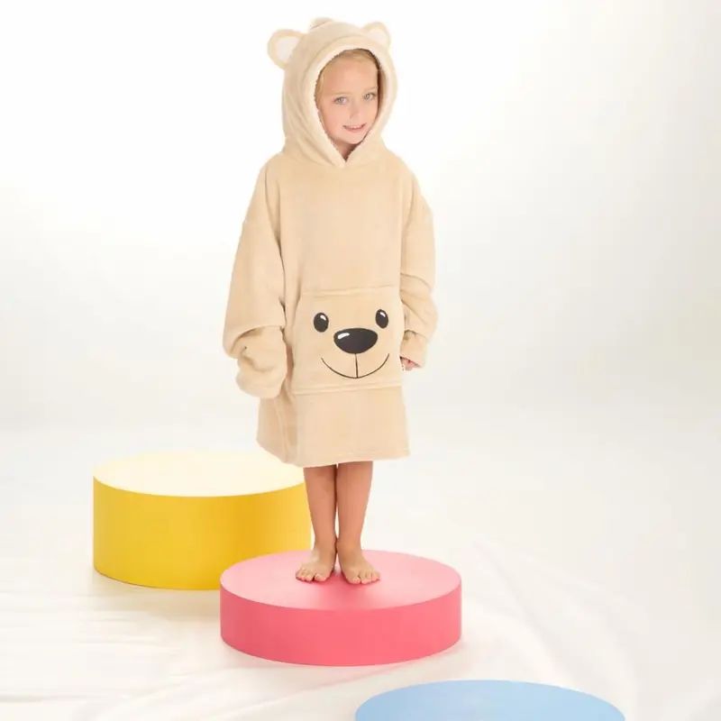 Baby / Kids Teddy bear style cosy Oodie Hoodie jumper dressing gown 5