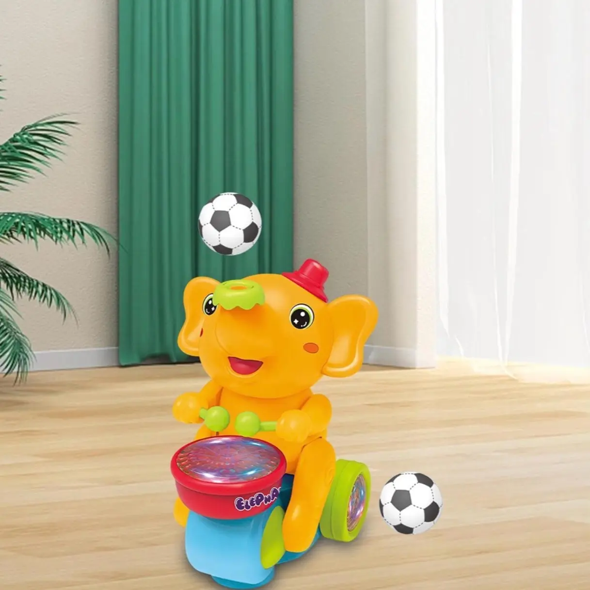Elephant Musician Toy for Kids with Music and Flashing Light Toy Promotes Hand-Eye Coordination