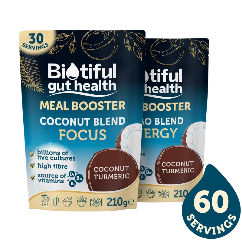 Coconut Blend - Meal Booster Gut Health Powder, Probiotic, Prebiotic Fibre, Vitamin D3, B5, B12 Natural Dietary Supplement 5