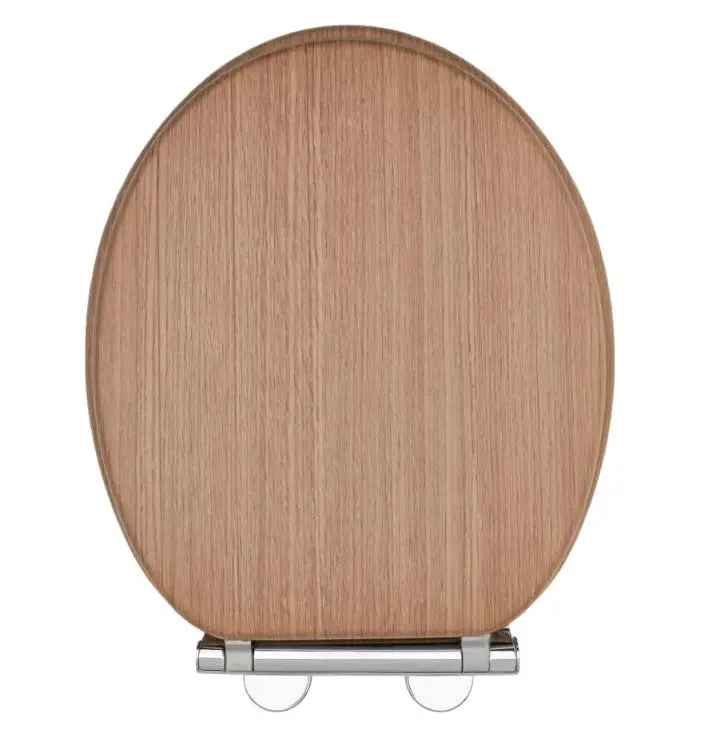 Oak Tongue and Groove Toilet Seat - Luxury Soft Close MDF Moulded Wood, Quick Release Button, Universal Fittings 0