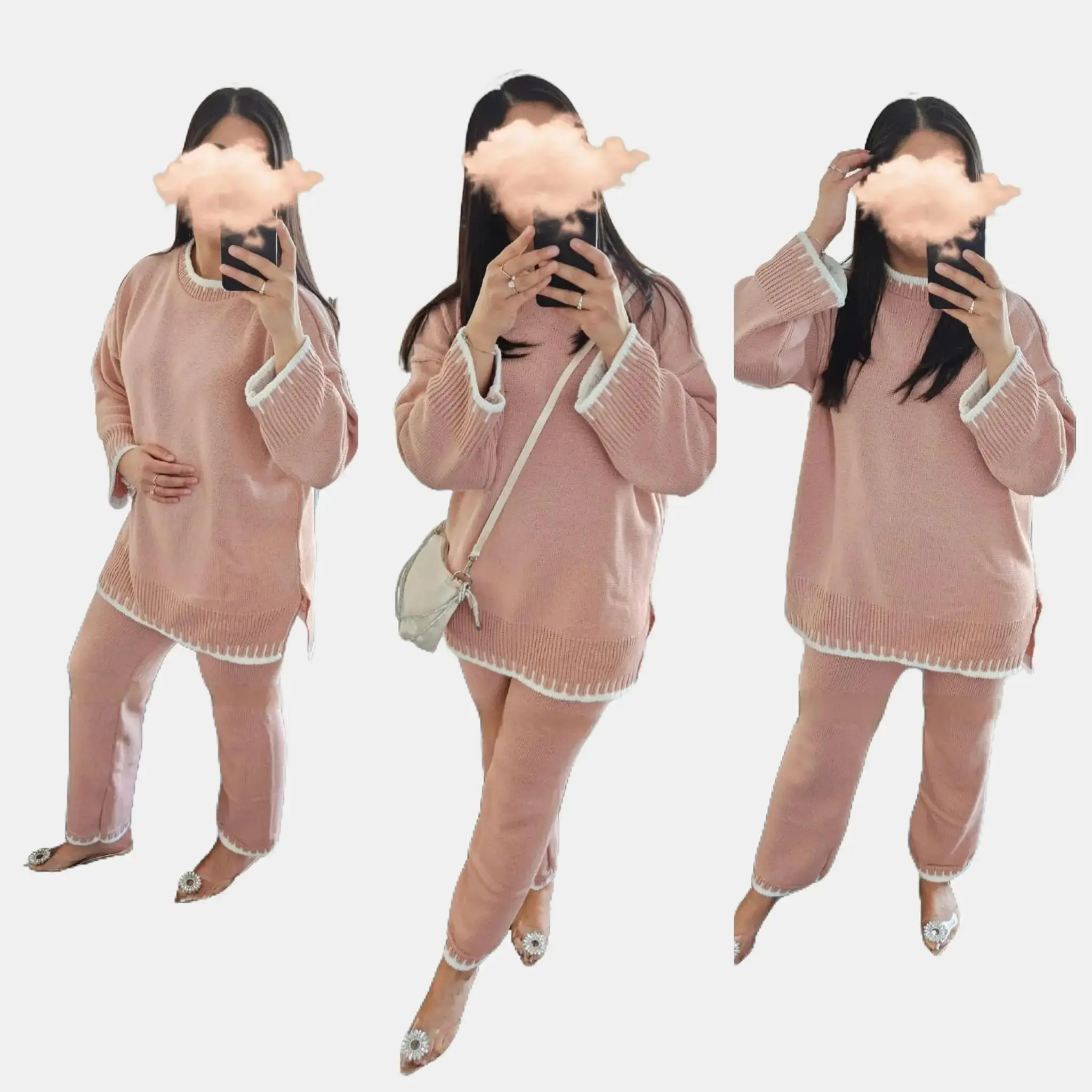 Women's Ladies Stitched Knitted Co Ord Set Ladies Womens Jumper Sets Lounge Wear Modest Wear Modest Fashion Trends