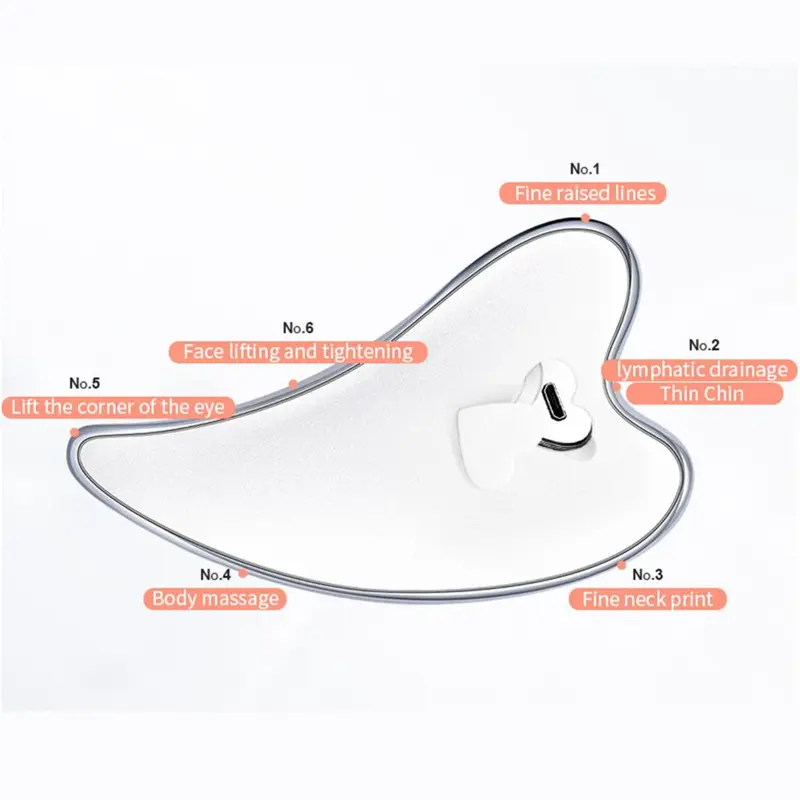 Facial Massager Gua Sha Scraper with LED Light & Vibration Modes -USB charger (800mAh) - Soothing Calming Skincare Device Comfort scraping lymphatic drainage collagen antiaging anti-aging contour face depuff de-puff 5