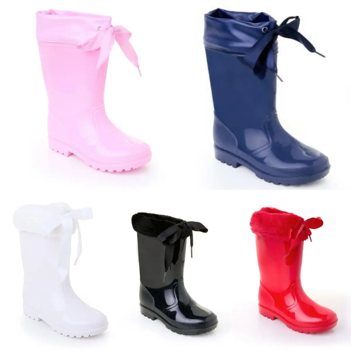 Ginger Ivy WELLIE boots classic wellington boots with satin bow ribbon kids, Wellington Boots for kids, WaterProof Boots, Kids Daily Boots