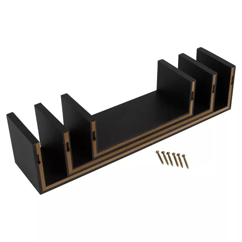 U Shaped Floating Wooden Wall Mounting Shelf Display Unit Book Storage Set of 3 - Home Decor 3