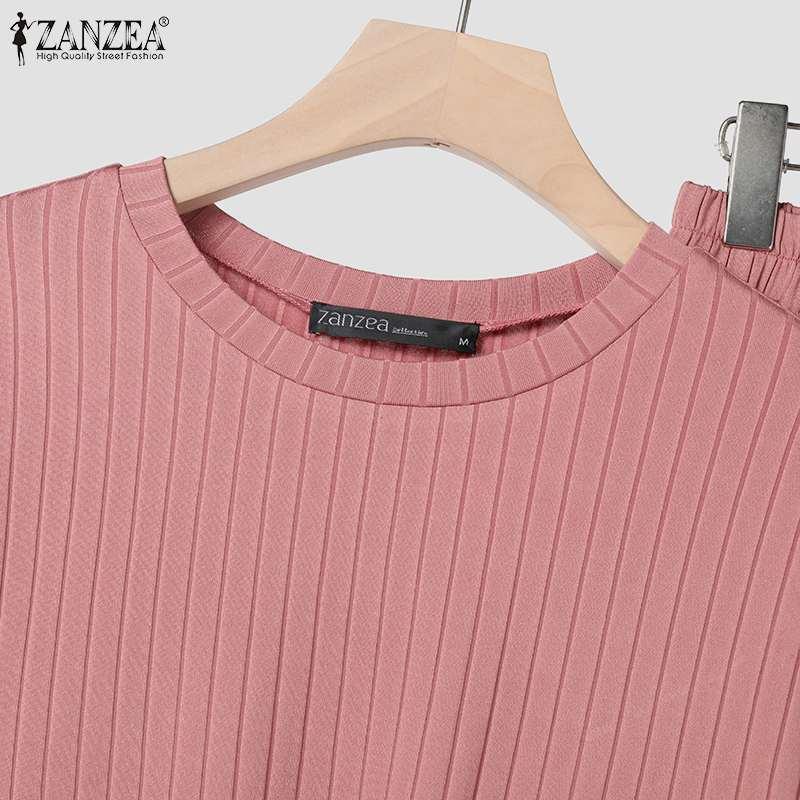 Product Introduction of Long Sleeve Blouse Wide Leg Pants Sets ZANZEA Women Matching Sets Solid Islamic Clothing Muslim Tracksuit Outifits 2PCS 19