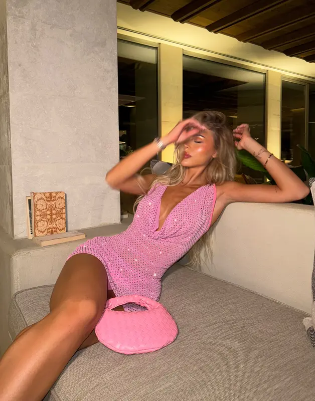 Millie Diamanté Dress - Pink 1