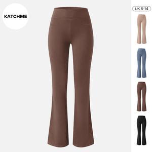 KatchMe Women's Sport High Waist Stretch Flared Shaping Yoga Pants,Slim-Fitting Multi-Pocket Seamless Tummy Control Yoga Pants,Stretchy Womenswear