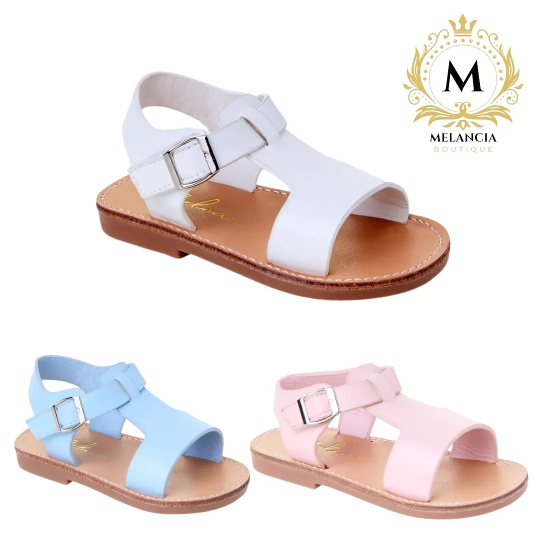 Melancia -Kids T-Bar Sandals for Girls and Boys Sizes 4UK up to 12UK can choose from Baby Blue, Pink or White