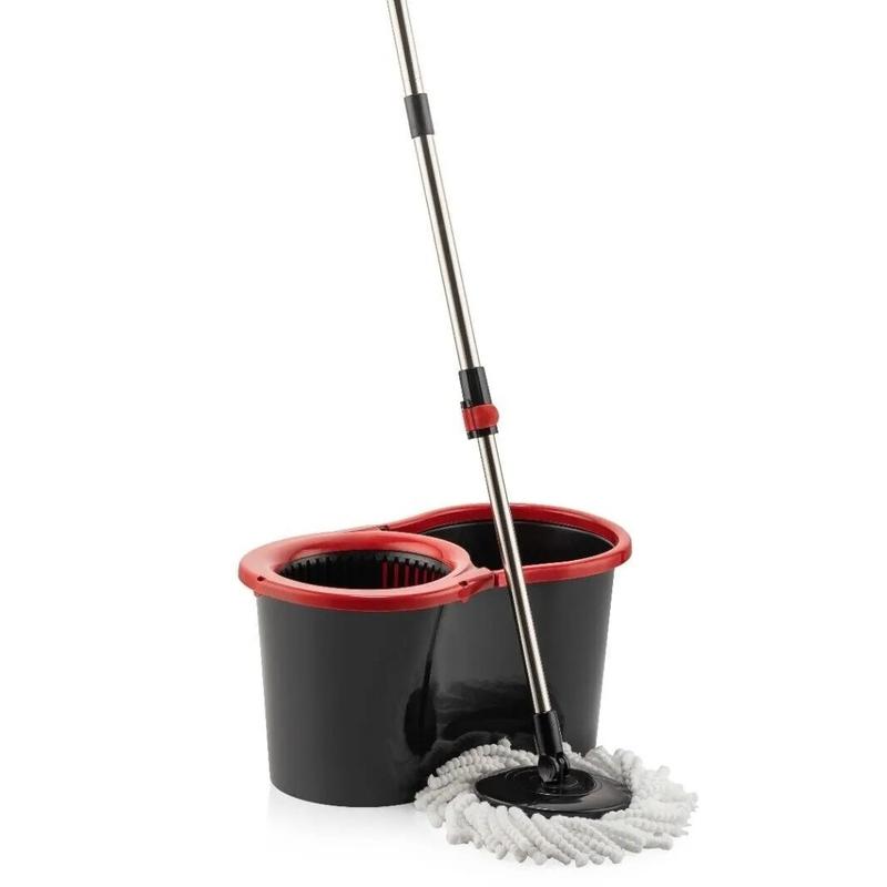 Leoxol Upgrade 360° Floor Magic Spin Bucket Set with 3 Microfiber Heads - 13 Liter Capacity, Adjustable Cleaning - Marble Tiled Surfaces flat 360 viral rotating spinning mops with handle rotatable white sturdy mop for Christmas spray spin  mop clean  mop 5