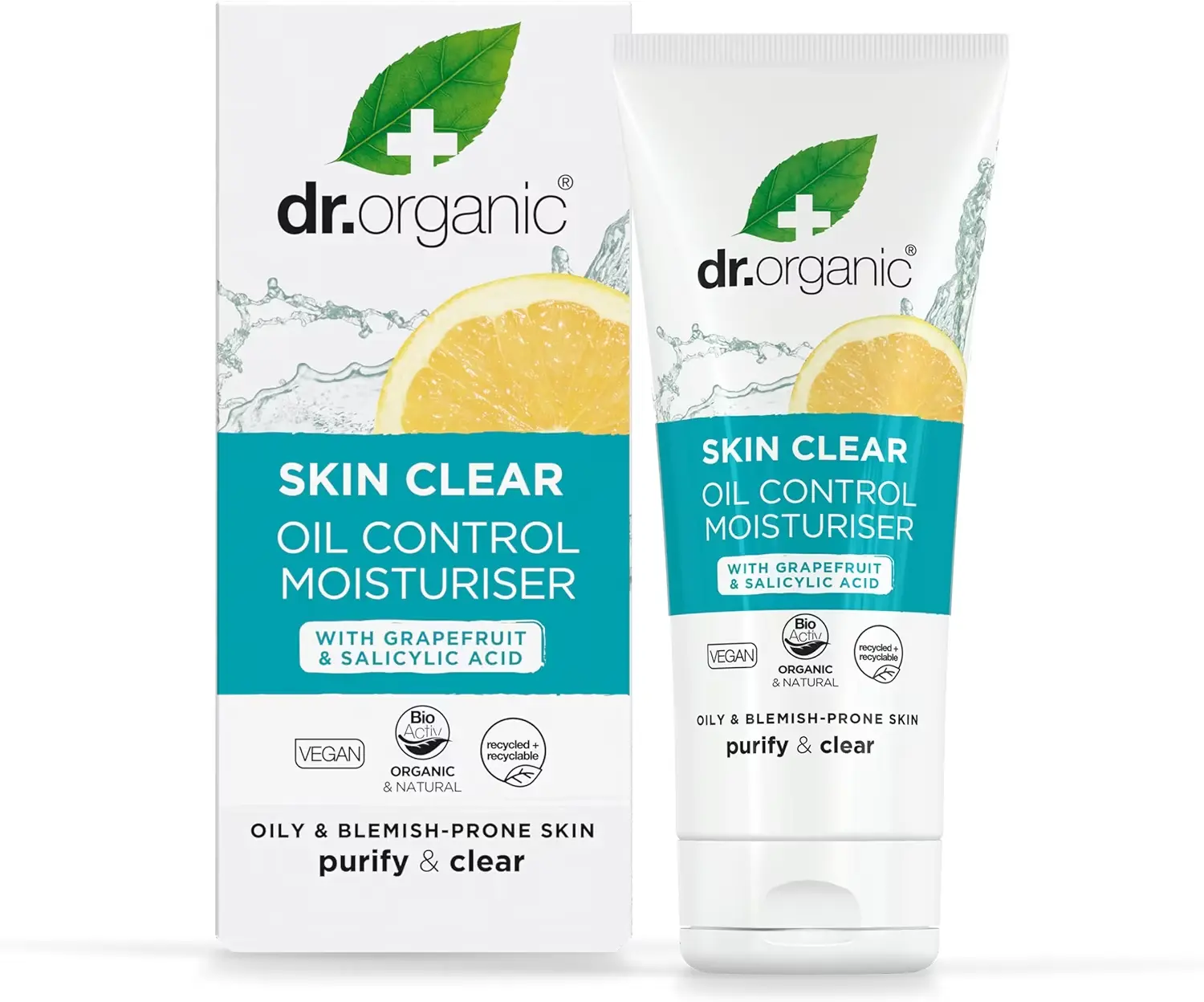 Dr Organic Skin Clear Moisturiser, Oil Control, For Acne & Clear Skin, Salicylic Acid, Oily, Problem Skin, Natural, Vegan, Cruelty-Free, Paraben & SLS-Free, Recycled & Recyclable, Organic, 50ml, Packaging may vary Skincare Daily