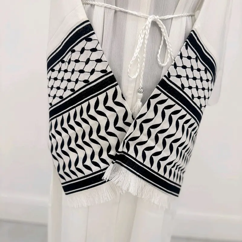 White Keffiyeh Abaya 3