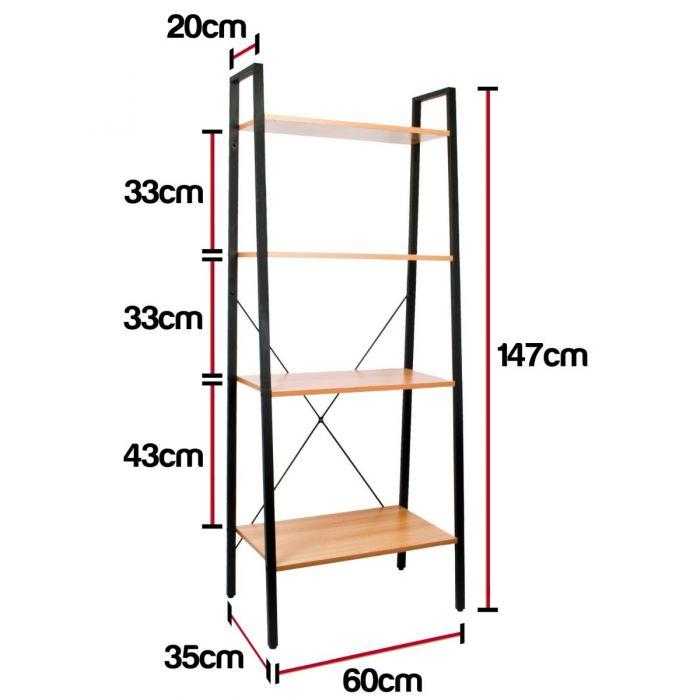 4 Tier Ladder Shelves Display Cabinet Bookshelf Unit for Home Living Room Furniture 1