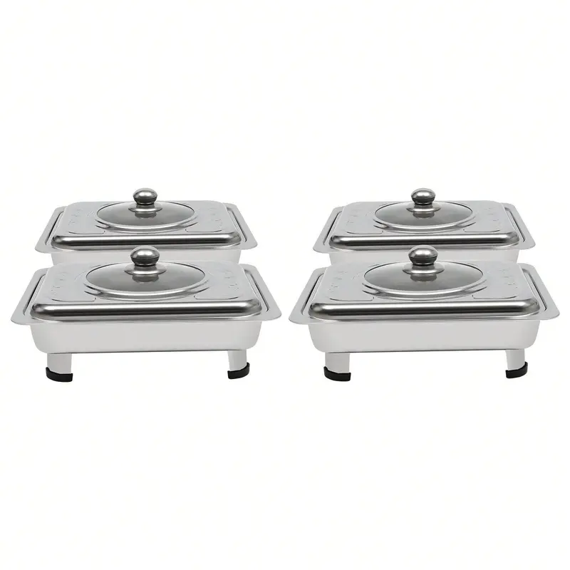 4X Buffet Tray Chafing Dish Food Warmer Rectangular Food Plate Stainless Steel, Ideal For Parties, Events, Buffets, Picnics, Weddings, Banquets, And Other Professional Catering Services Or Home Use 3