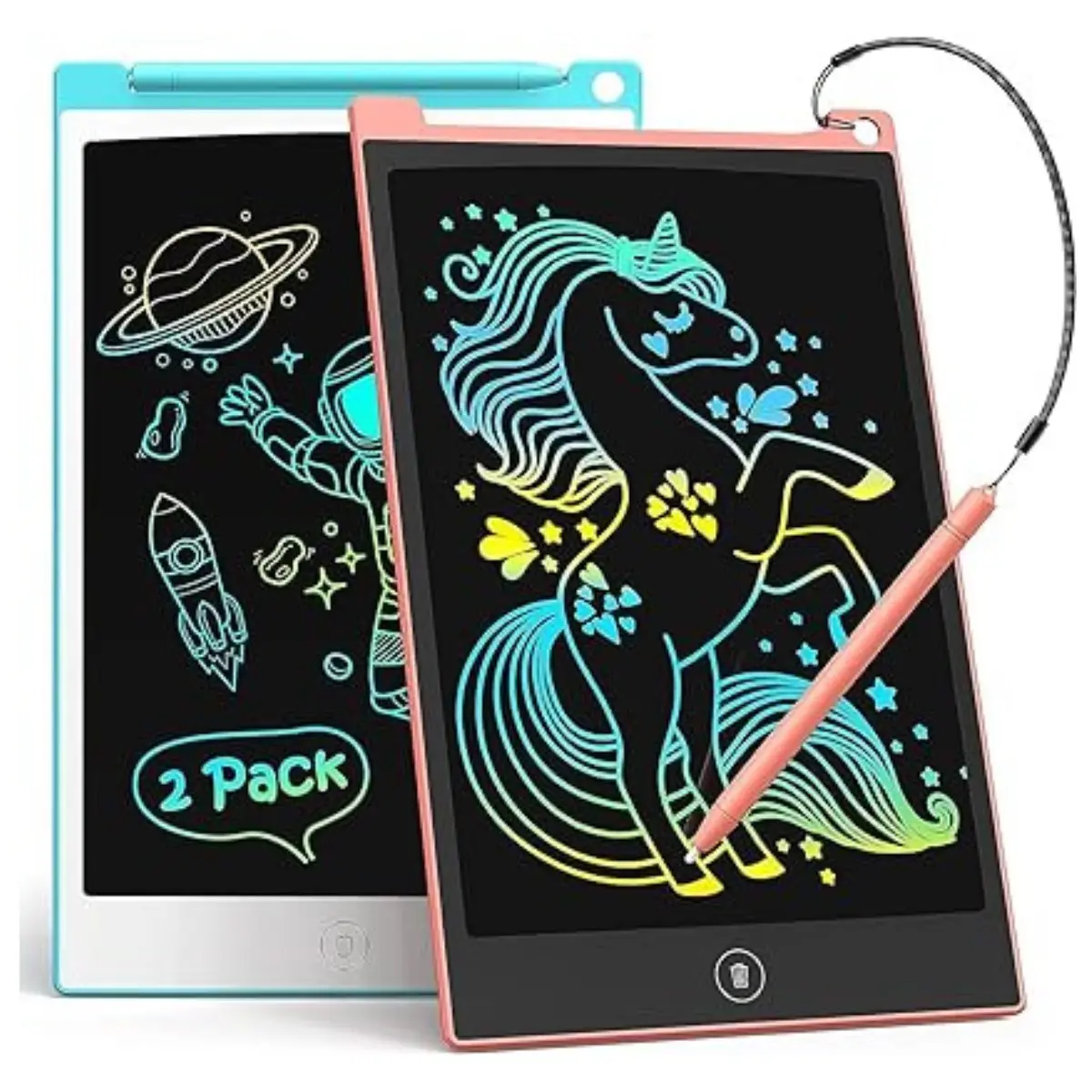 2 Pack LCD Writing Tablet, 8.5 Inch Drawing Board for Kids, Reusable Learning Pads Airplane Travel Toys