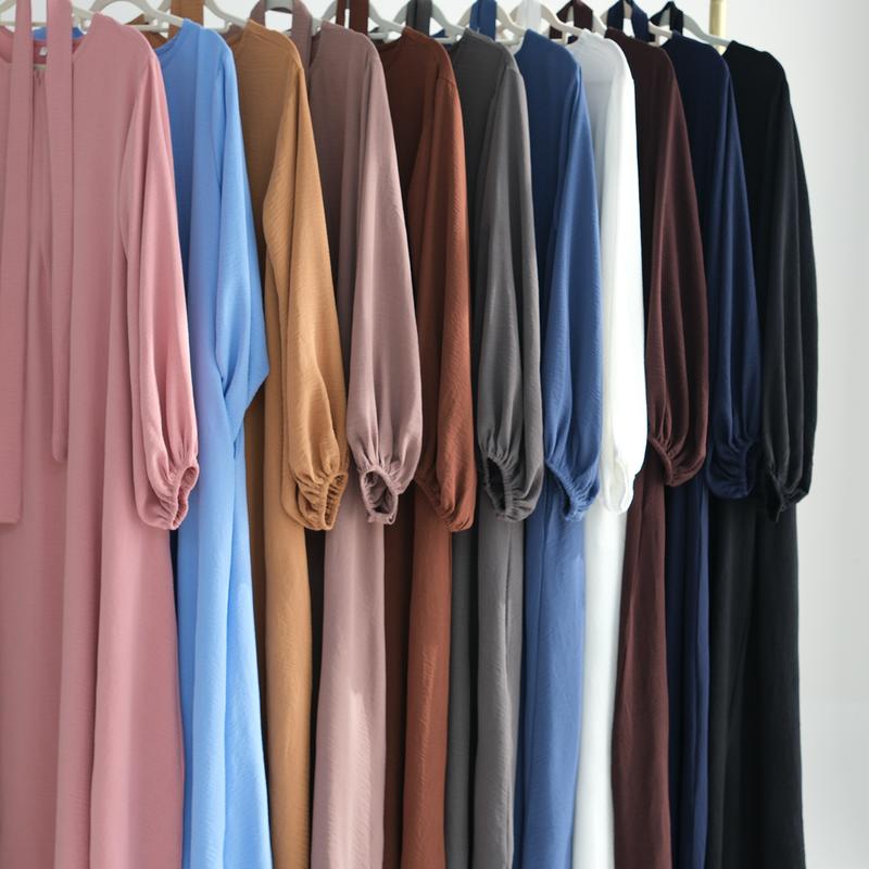 Product Introduction of HS1175 Front Zipper with Pocket Abaya in Crepe Fabric Party Abaya Dress 5