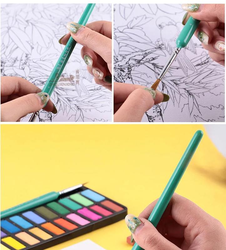 10 pcs Miniature Hook Line Pen Art Painting Brushes Weasel Hair Paint Brush Gouache Watercolor Oil Paints 4