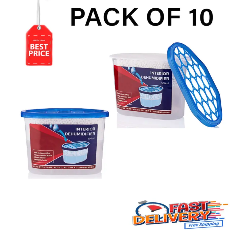 10 X Dehumidifier Interior Damp Trap Mould Moisture Mildew Remover Caravan Home Pack 4