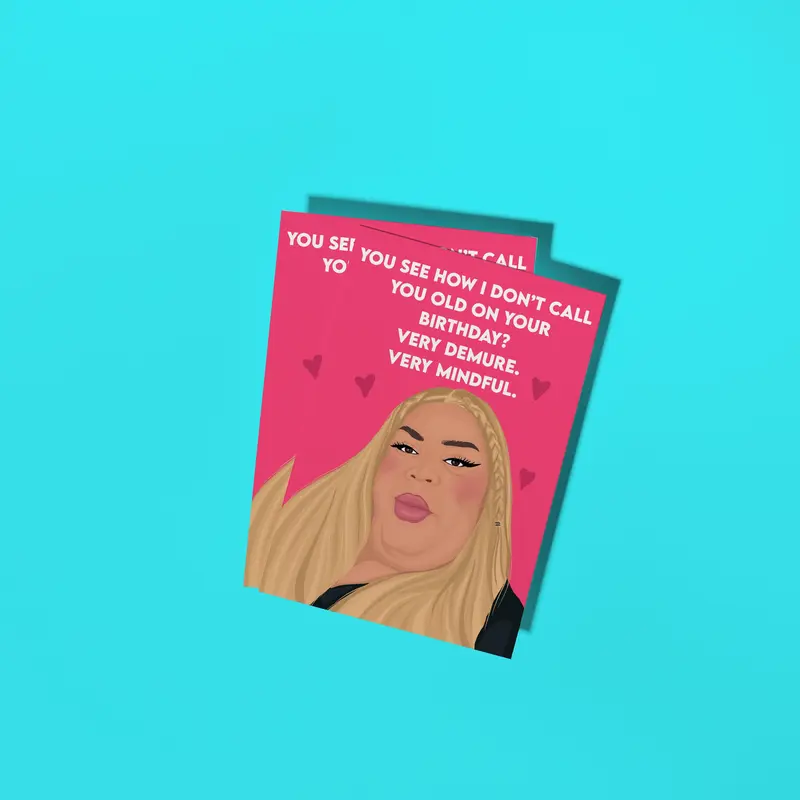 Very Demure, Very Mindful Birthday Card - Tik Tok Birthday Card Funny Tik Tok Gift Demure Mindful Cutesy Funny Meme Greeting Card For Bestie 1
