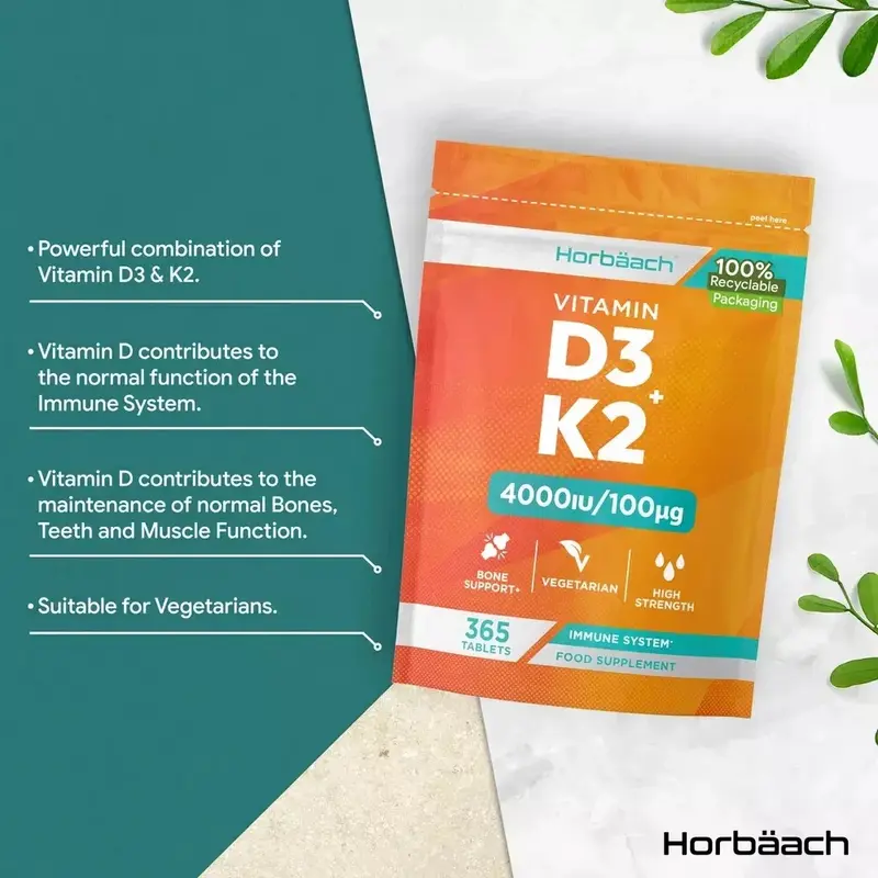 Vitamin D3 4000 IU & K2 MK7 100 µg | 365 Tablets 1