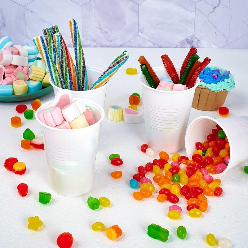 White Plastic Cups, 7oz Plastic Glasses for Party, Wedding, Cocktails, Christmas Party Cups, Cold Party Drinking Cup Halloween Disposable 4