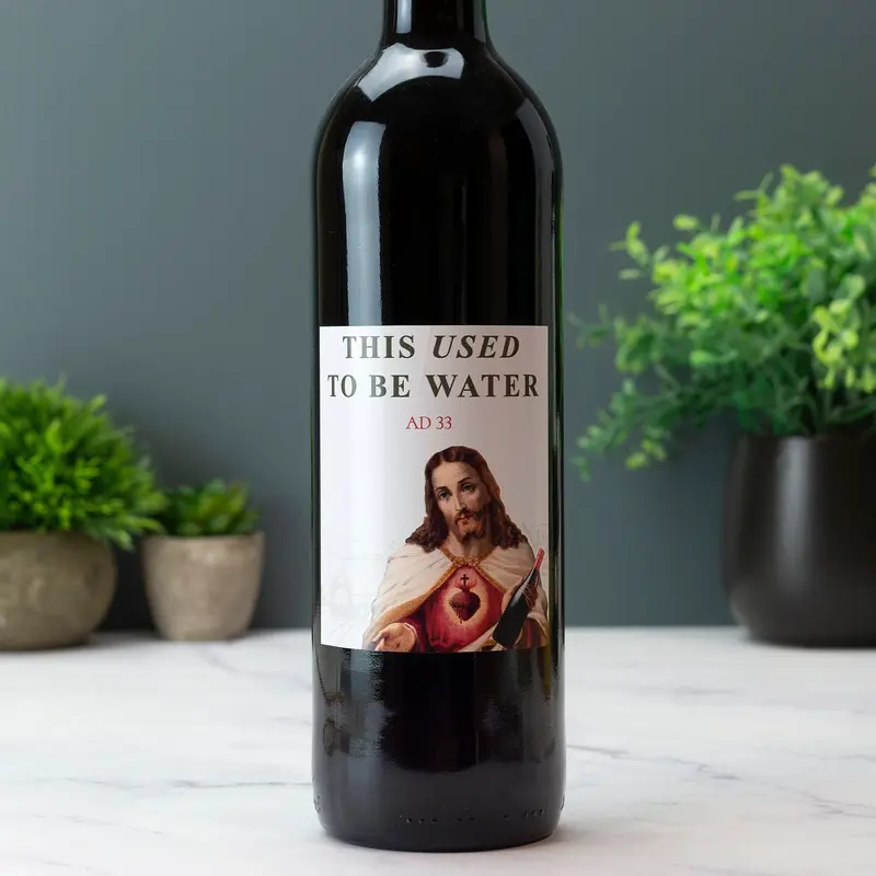 Jesus Used to be Water Wine Label Vinyl Sticker Funny Novelty Gift Birthday Secret Santa Wine Bottle Sticker 2