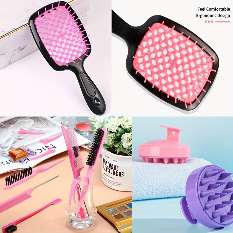 12 Pcs Hair Brush Set with Silicone Scalp Massager, Rat Tail Comb, and Spray Bottle - Perfect for All Hair Types and Travel Needs, Soft Scalp Massager for Baby Shower Detangling Hair Brushes with Wide Tooth Combs for Baby Girls Boys. Haircare Heatless 5