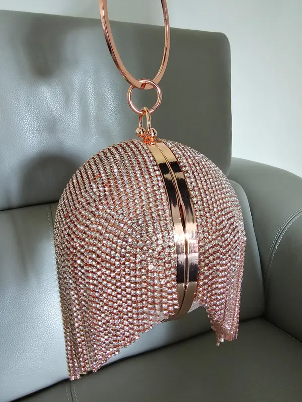 "Mariah"  Rhinestone covered globe Clutch/Evening Bag with Ring handle 3