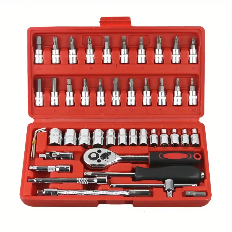 46-Piece Master Mechanic Toolkit – High-Torque Wrench, Spanners, Screwdrivers, and Sockets – The Ultimate Auto & Bike Repair Kit for Professionals and DIY Enthusiasts! Perfect for All Skill Levels! 2