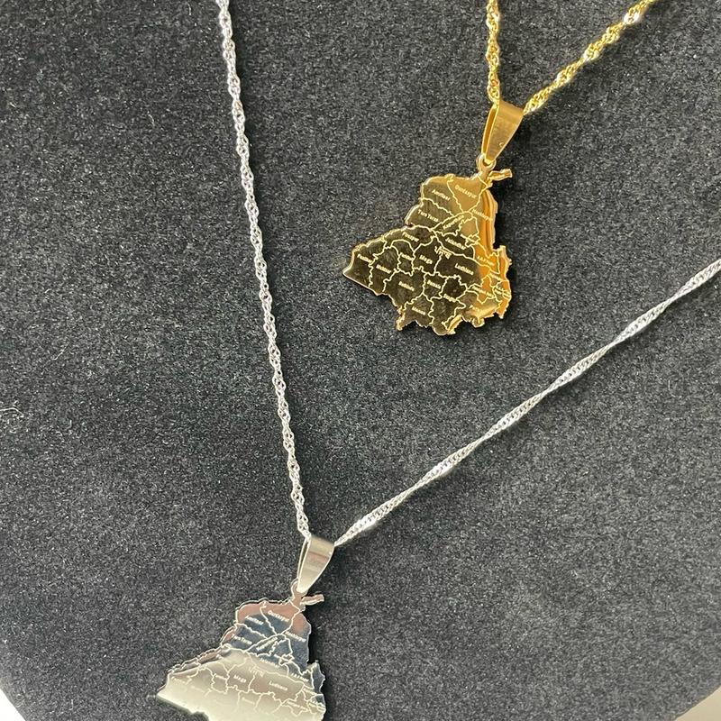 Engraved state of punjab map necklace 0