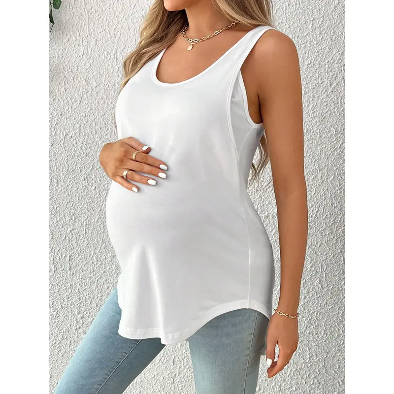 Maternity Nursing Tank Top in Solid Color for Comfortable Breastfeeding 3