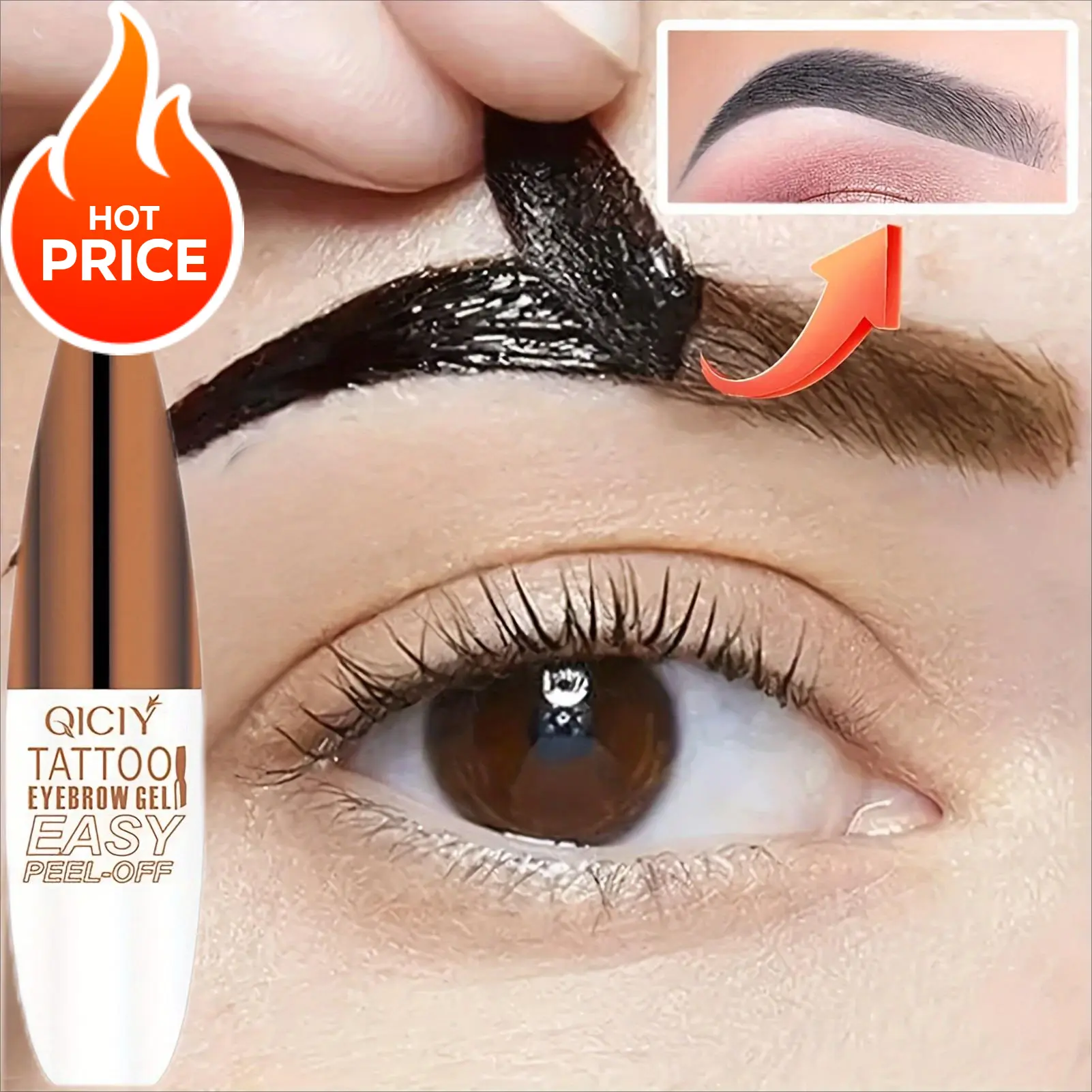 1pc Tattoo Easy Peel-Off Eyebrow Gel - Semi Permanent Brow Tint, Waterproof, Transfer-Proof, Suitable for All Skin Types and Tones, Makeup Routine|Sleek Packaging|Transferproof Formula
