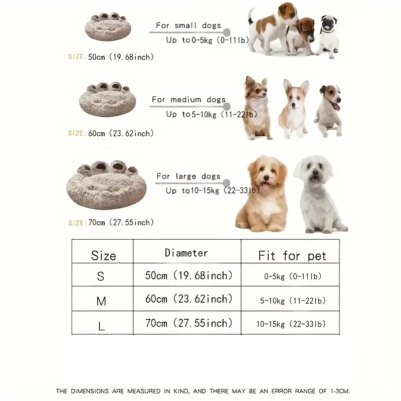 JupiterJX Plush Pet Cat Dog Beds Calming Non Slip Bear Paw Sleeping Cushion For Large Dogs 1