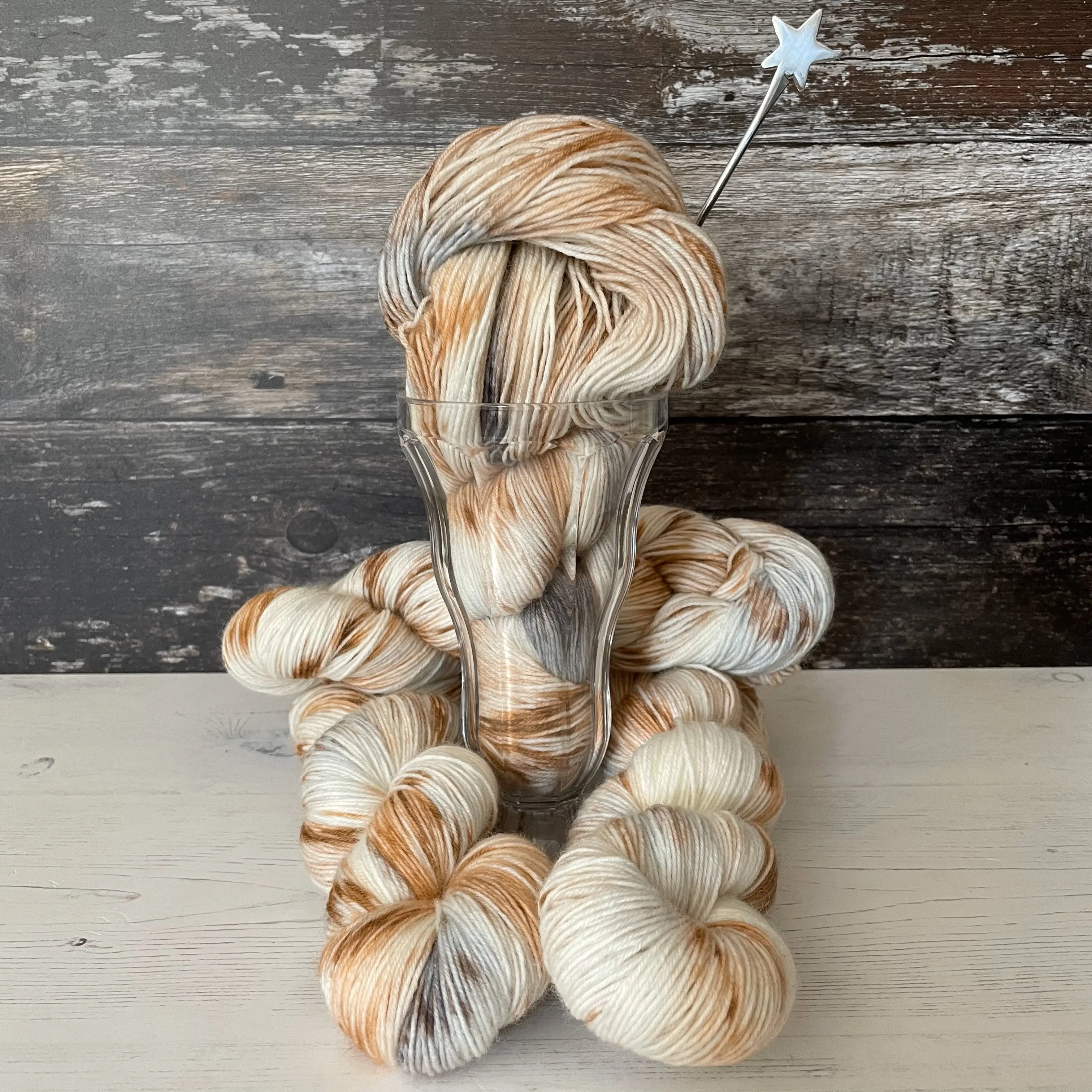 Cookies and Cream, 4ply Merino Sock Yarn, 75% Merino 25% Nylon, 400m per 100g Skein - Lovehandyed by David