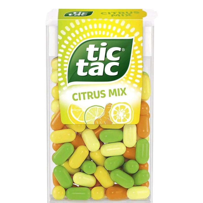 tic tac candy 18g . Choose the flavour you want  limited edition sprite lemon-lime , mint, orange, citrus mix and cherry cola Sweet candy Snack Bonbon 3