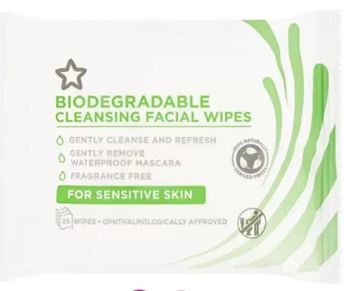 Superdrug Sensitive Skin Biodegradable Face Wipes - Makeup Remover