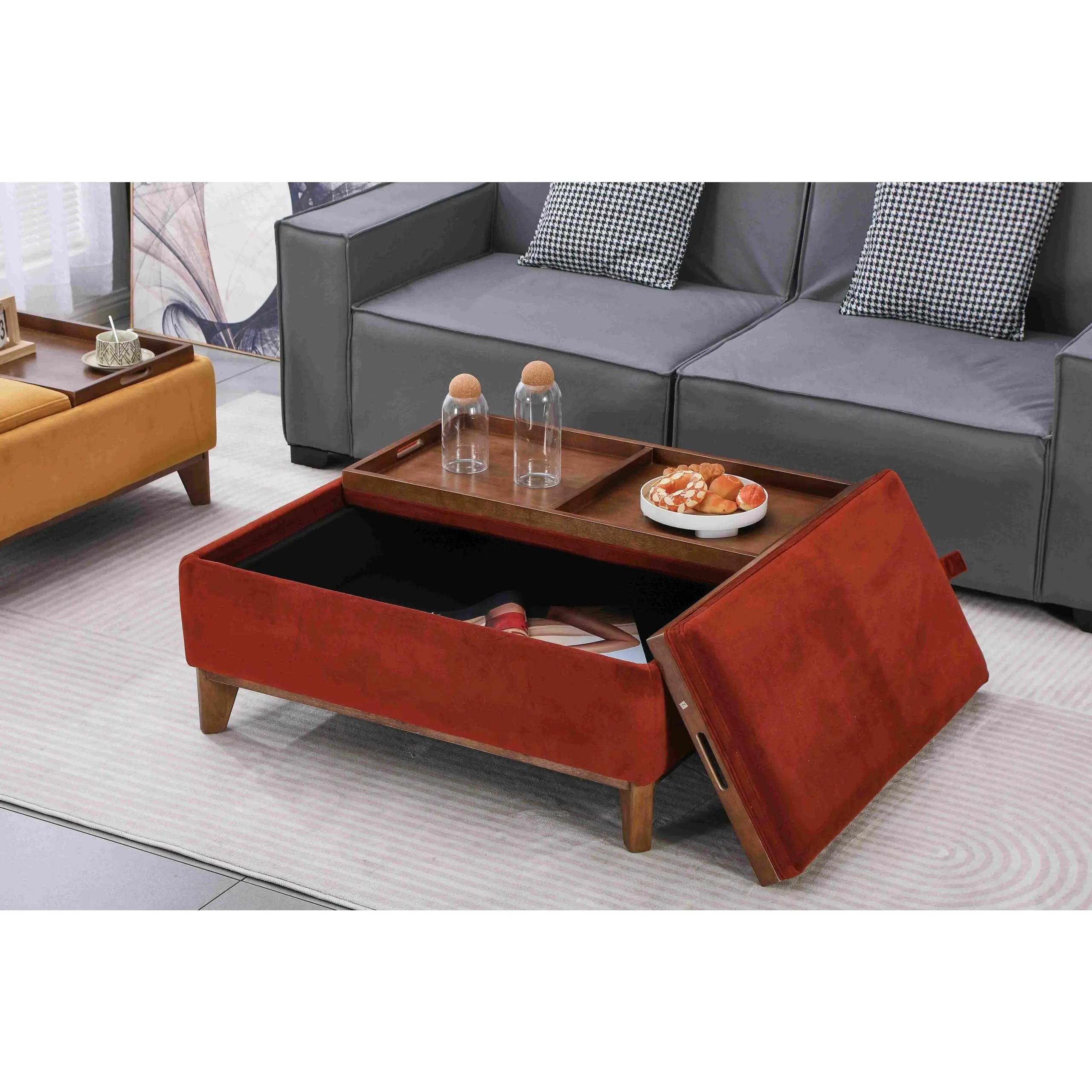 Verso Ottoman Coffee Table, Rusty Brown (Large)