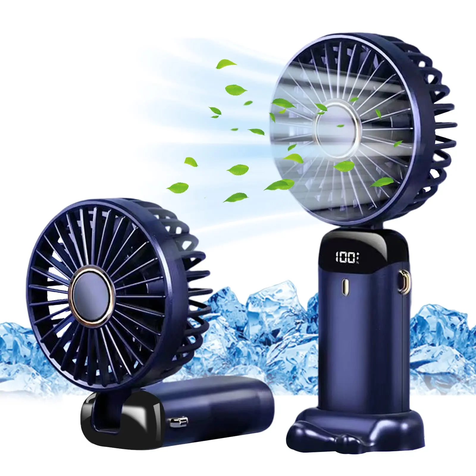 Handheld Mini Fan - Portable USB Rechargeable Lanyard Mini Gift, 5 Adjustable Speeds, Foldable Desk Fan with Base for Home, Office, Bedroom, Outdoor Travel, and Makeup - Lightweight for Kids, Summer, Women, and Men