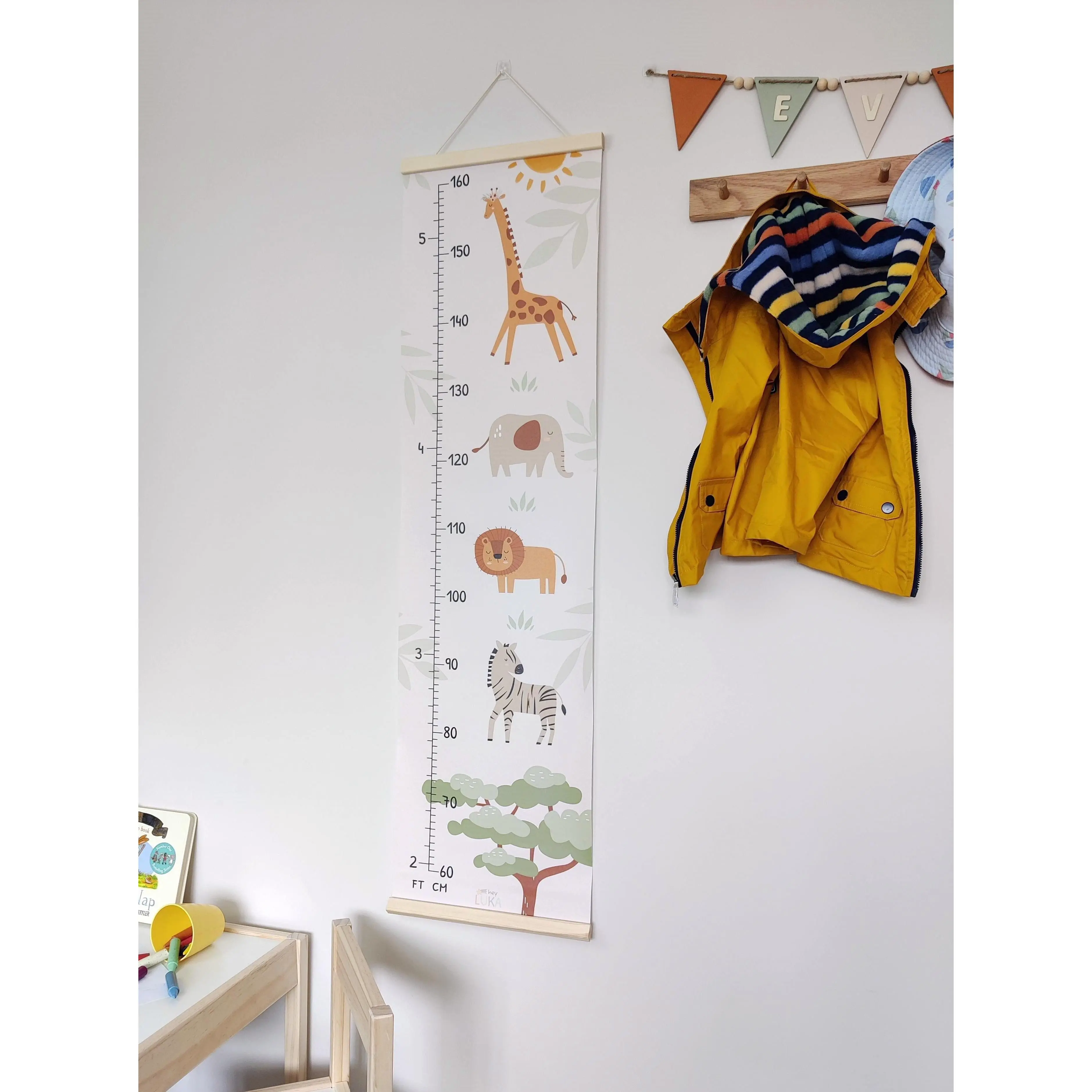Safari Animal-themed Canvas Height Measurement Chart